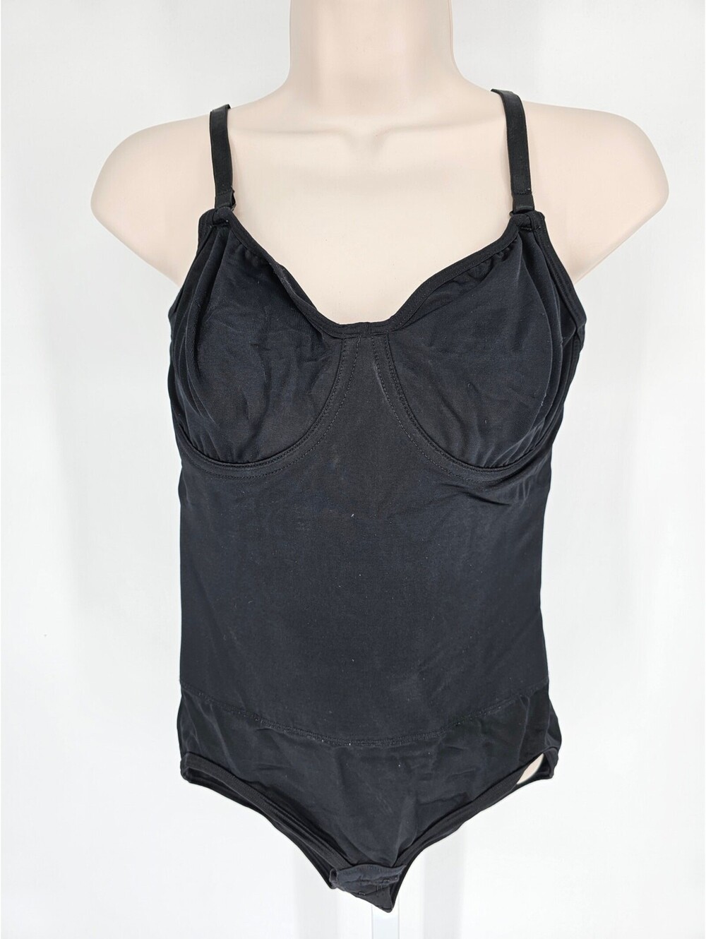 Nip Tuck & Boost Womens Sz 36D Solid Black Bodysuit Style 03383